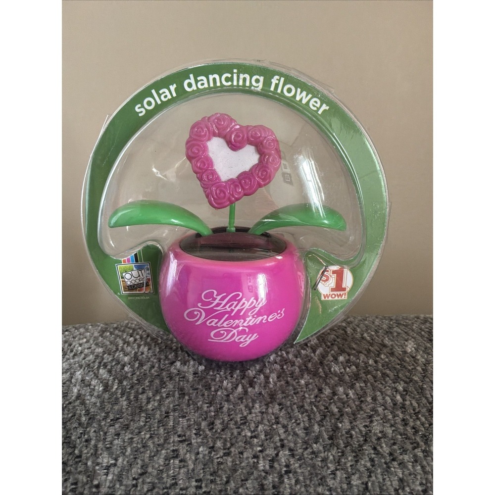 Outdoors By Design Solar Powered Dancing Pink Heart Flower Toy Valentine's Day